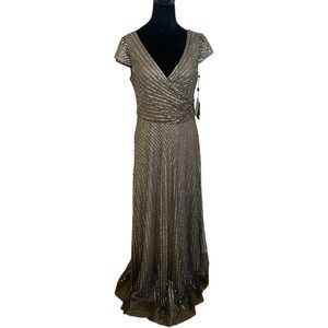 Adrianna Papell Women's Sequin Evening Gown Size‎ 8 New With Tags Grey Slimming